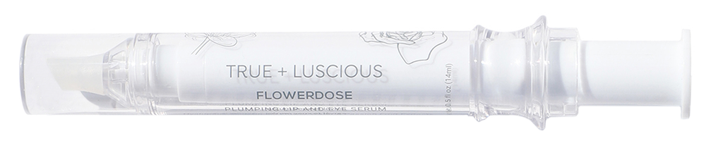 True + Luscious Flowerdose Lip & Eye Serum in a white syringe casing