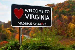 Virgina road sign on the side of the highway