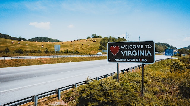 A sign that says Welcome to Virginia.