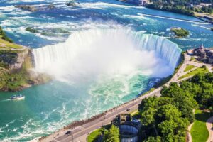 Niagara waterfalls between the province of Ontario in Canada