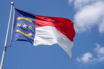 North Carolina Flag fluttering in the wind.