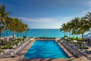 Tropical paradise: caribbean beach with pool