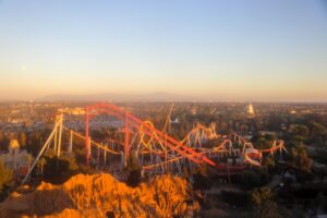View of Knott's Berry Farm and its surroundings from Sky Cabin