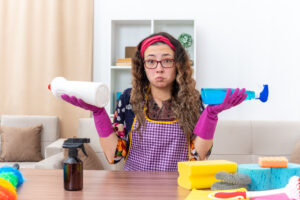 young-woman-rubber-gloves-sitting-table-with-cleaning-supplies-tools