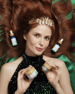 Lady with skincare products
