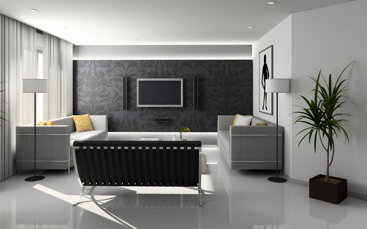 a classic modern grey living room
