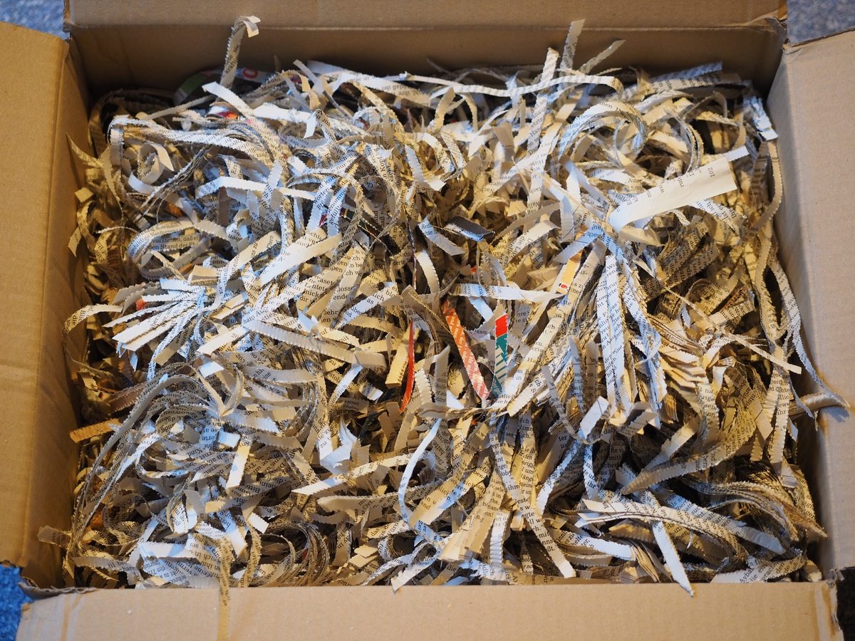 paper shredded in a box