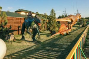 Colorful dinosaur sculptures