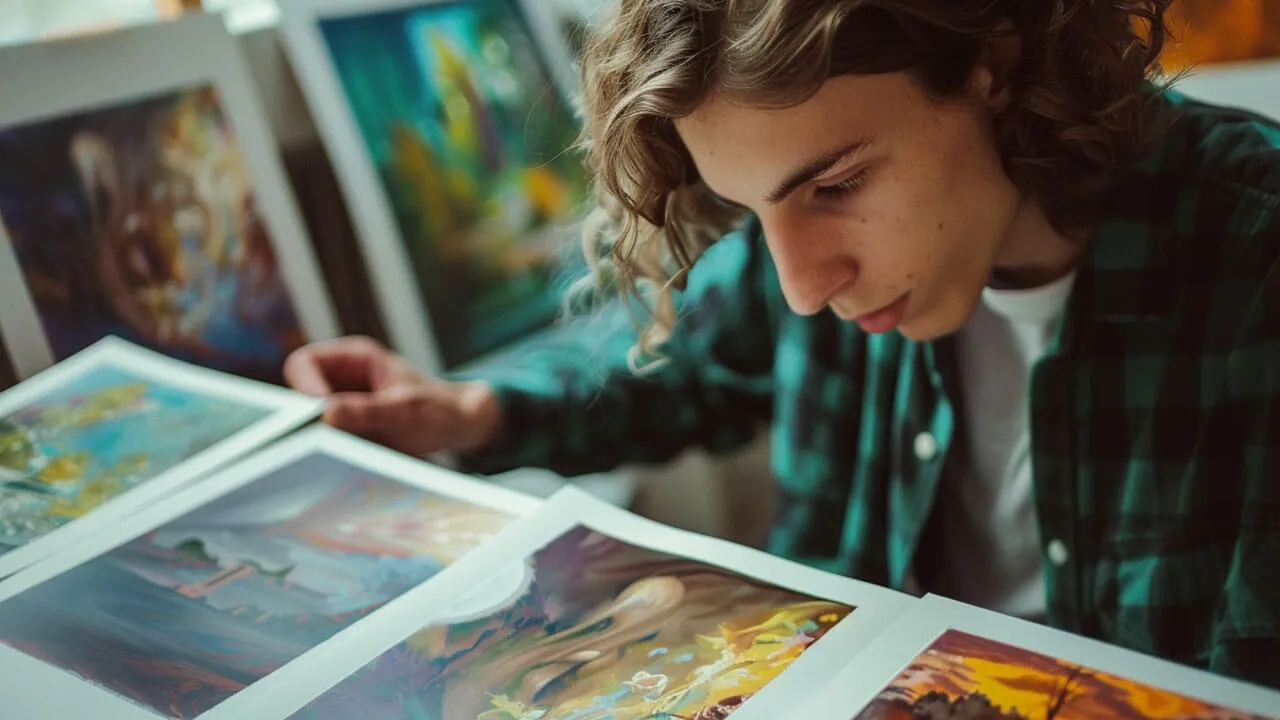 A women working on her artwork