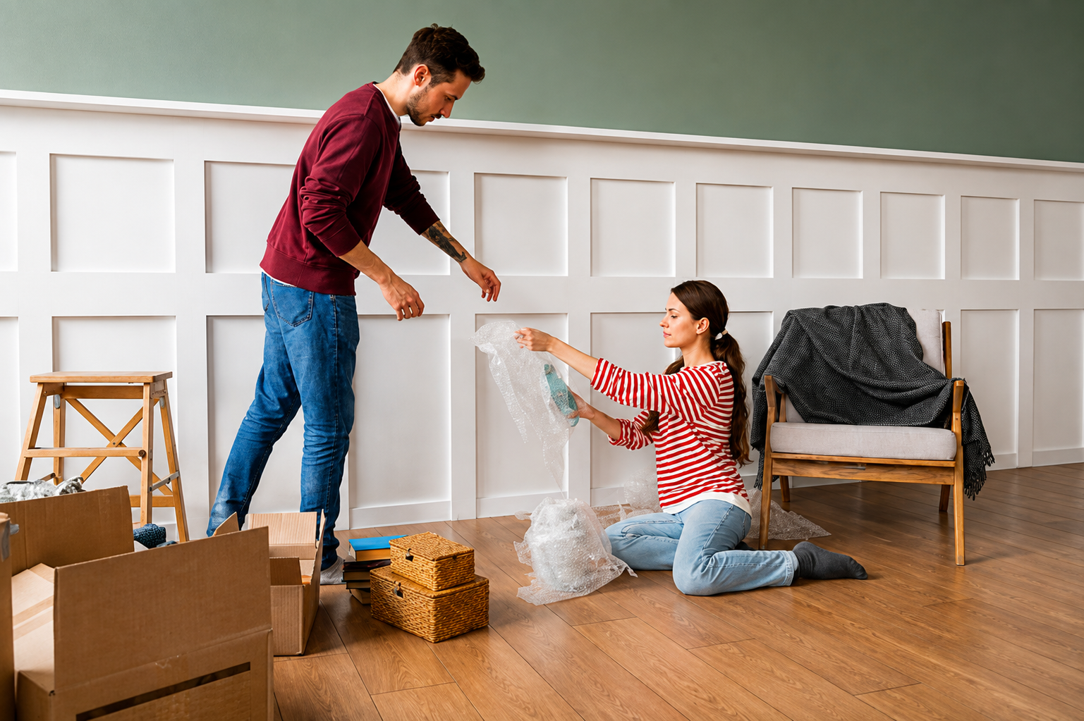 couple decorating home
