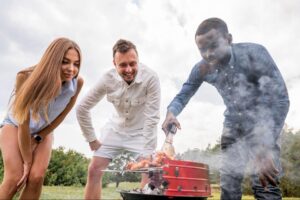 Friends enjoying BBQ